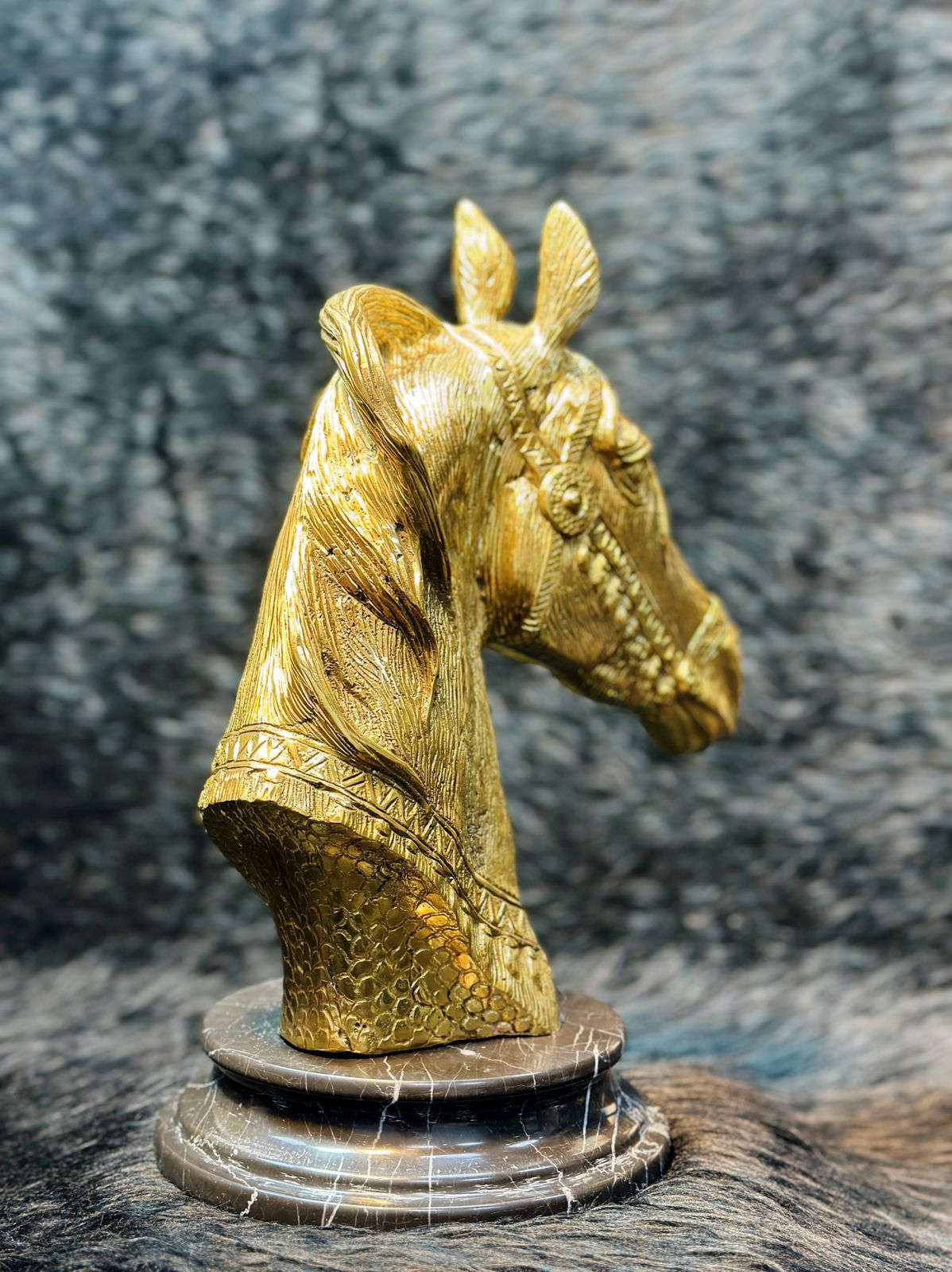 Handcrafted Brass Horse Head Sculpture