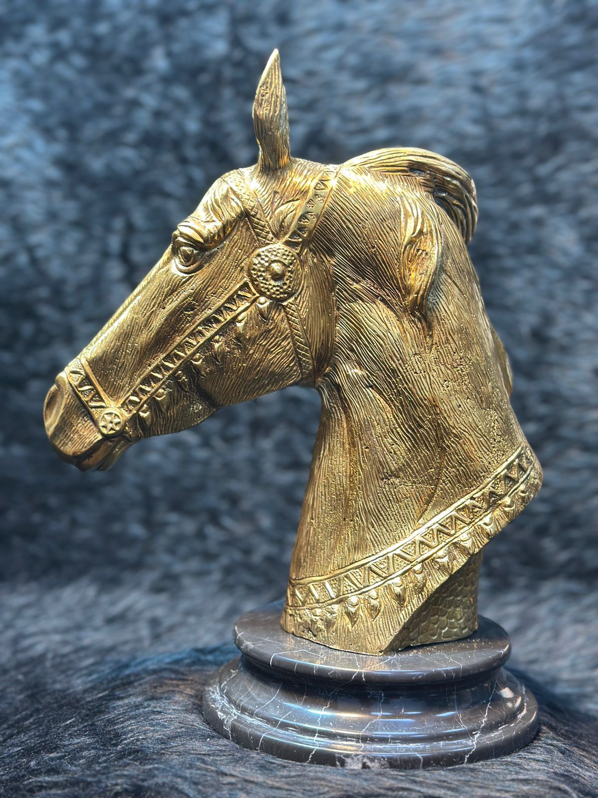 Handcrafted Brass Horse Head Sculpture