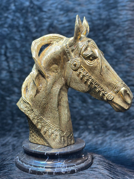 Handcrafted Brass Horse Head Sculpture